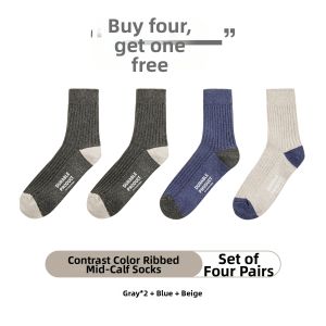 MADEN | American Leisure Color Blocking Yarn Dyed Stripe Crew Socks