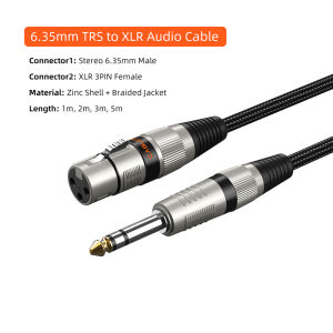 Cabletimes | CABLETIME 6.35mm 1/4 Inch TRS XLR Audio Cable Jack 1/4" TS Microphone Cable Connect to Amplifier for Microphone Audio Guitar