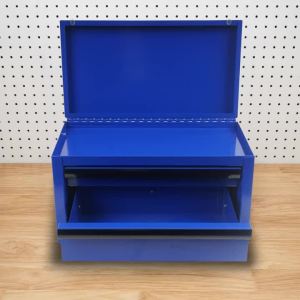 275MM Mini Metal Drawer Style Tool Storage Box Dark Blue 3 Layer Portable Top Opening Organizer for Easy Layered Sorting