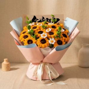 QIWEILANG | Handmade Twisted Rod Sunflower Bouquet DIY Kit