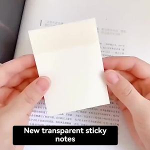 250PCS PET Transparent Sticky Notes Perspective Waterproof Clear Fluorescence Memo Pad Stationery School Office Supplies