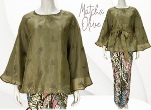 🩷 READY KL🩷ODESSA ORGANZA SULAM MINI CAPE SET BATIK INSTANT PARIO( ONE SET )