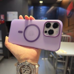 Magsafe Compatible Jelly Phone Case for Apple 15 14 13 pro Max Anti-Fingerprint Matte Purple Green Shockproof Silicone Cover