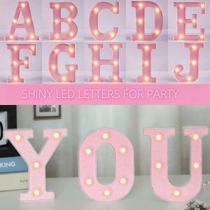 Marquee Letter Lights Light Up Pink Letters Glitter Alphabet Battery Powered for Night Light Birthday Party Wedding Girl Gifts