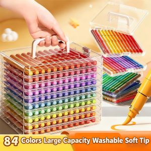 12/24/48/60/84Color Acrylic Brush Markers Set with Portable Case Liquid Ink Art Acrylic Paint Markers Set for Art and DIY Craft