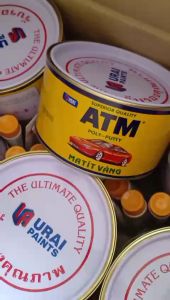 Bột trét ma tít vàng ATM Thái Lan hộp 1kg kèm phụ gia - bột bả trước khi sơn xe sơn cửa sắt nhôm và các mối hàn