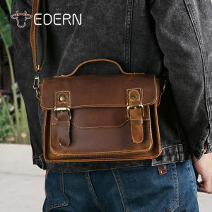 EDERN Retro Túi đeo vai da ngựa điên dành cho nam Túi đeo chéo da bò thời trang thường ngày Túi đeo chéo dung tích lớn Túi đeo vai nam