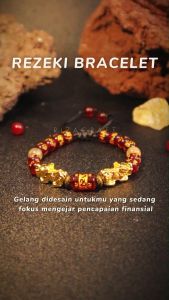 Gelang Aesthetic Pria Wanita Keren Terbaru Tali Serut Batu Kristal Alam Akik Citrine Citrin Agate Asli Ori Original Merah Kecil Sekat Pixiu Keberuntungan Mas Emas 24k Hoki Cowok Cewek Dewasa Korea Style Mewah Import Elegan