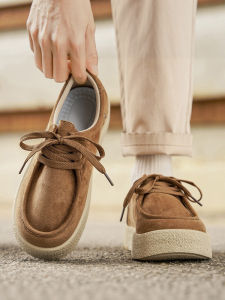 Leather Mens Shoes Sporty Casual Work Sneakers Driving Soft Bottom Wear-resistant Anti-slip Bean Bean Shoes for Autumn