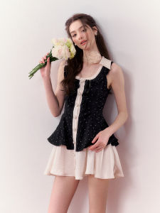 Obgd Spicy Girl Style Pure Desire Korean Rich Girl Summer Sleeveless A-Line Dress Womens Slimming Elegant Mini Skirt