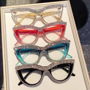 Elegant Fashion Glasses with Rhinestone - Cat Eye Frame Perfect for Formal Events Eyewear