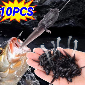 10PCS Fishing Tadpole Bait Swimbaits Realistically Mimic The Look Bionic Artificial Worm Lures Wild Fishing Bass Mandarin Fish Loach TPE Bait