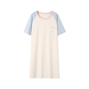 Coco Smart | Teenage Girls Summer Sleepwear Modal Nightgown Cotton Blend Short Sleeve Midi Dress COCO SMART Brand Home Clothes Outdoor Wear