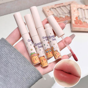 Bộ Son Dưỡng Môi Nhung Kawaii Capybara 7 Cây Chất Lì Mềm Mượt Lâu Trôi Dễ Tán Trang Điểm Môi Như Bùn