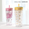 LocknLock แก้วน้ำพลาสติก 2 ชั้น พร้อมหลอดซิลิโคน Bucket Cold Cup ความจุ 580 ml. รุ่น HAP520. 