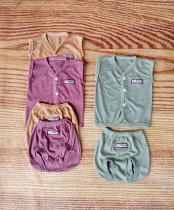 3set (6pcs) baju kutung & celana pop bayi newborn 0-3bulan motif polos arsell SNI