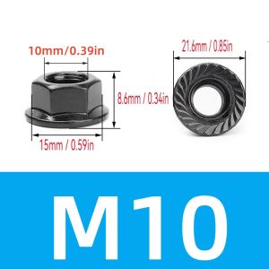 SS 304 Stainless Steel Black Metric lange Nuts Hard Coating Scratch Resistant M5 M6 M8 M10 M12 Serrated Hex Flange Nuts DIN6923