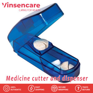 Vinsencare 1PC Pill Divider Dispenser Clear Pill Cutter and Medication Organizer- Easy for precise pill cutting and medication storage