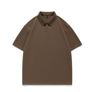 Retro American POLO Shirt Short Sleeve Men Summer Lightweight Mature Style Heavyweight Pure Cotton Five Sleeve Shoulder Shirt Collar T-Shirt