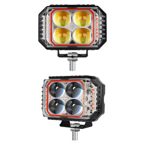 KEVANLY | 1/2pcs Motorcycle Spotlights 4-Color Mode Headlights white Yellow Stobe Hi/Low Beam Red Blue Side Light Universa For ATV SUV RV