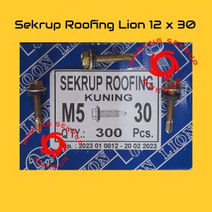(50 pcs) Sekrup Roofing Moon Lion 12x30 / Sekrup Roofing Kuning 3cm