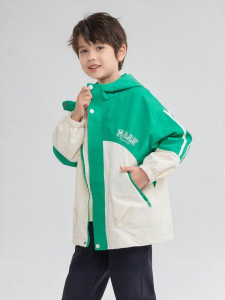 Mark Fairwhale | Letter Embroidered Windproof Hooded Childrens Jacket