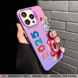 New Hardshell  17 Phone Case Cute Cartoon Strawberry Bear Colorful Silver Matte Shell Simple Stylish Customizable Protection