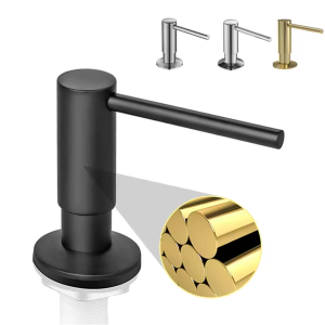 Built-in Pump Kitchen Liquid Soap Bottle 500ml Brass Brushed Nickel Soap dispenser Black Kitchen Sink Soap Dispenser with Tube