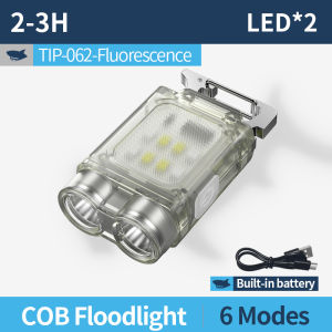 Smiling Shark | SMILING SHARK TIP062 Rechargeable Keychain Light Mini COB Work Light Portable Flashlight with Hook & Magnetic Clip for Hiking