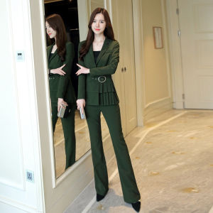 MUBEELE | Fashionable Professional Womens Pantsuit Slimming Blouse Micro-flared Long Trousers Two-piece Set Autumn New Arrival European Style
