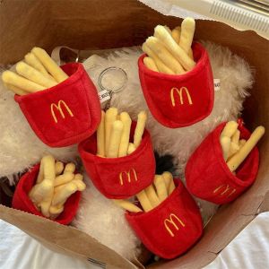 1PCS Cute Plush Hamburger French Fries Key Chains Woman Keychain Bag Charms Toy Car Keyring Party Gift Trinket Gifts for Friends