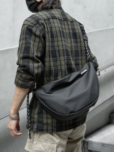 Casual Crossbody Bag for Men Student Backpack Japanese Trendy Single Shoulder Bag Dumpling Shape Commuting Cycling Mailman Bag