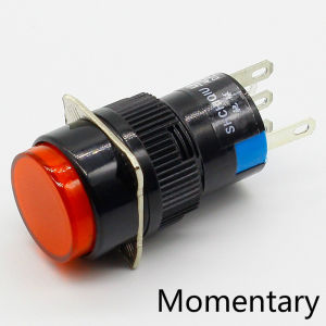 1pcs 16mm DC 6V 12V 24V 220V LED Push Button Switch Blue Green Red Yellow White Lamp Momentary Push Button Auto Reset