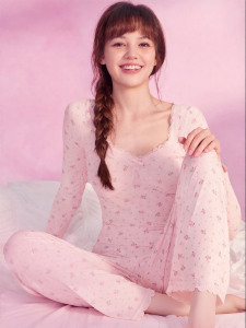 Miss Curiosity | Fragile Figure Long Sleeve Sleepwear Light Summer Home Wear Set