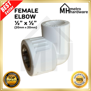 PPR FEMALE ELBOW 1/2 x 1/2 Threaded Stainless Insert 20mm SOLD PER PIECE PPR FITTINGS