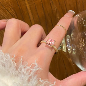 Sweet Style Sugar Cube Diamond Ring Womens Unique Design Zirconia Plain Ring Luxury Sensation Finger Ring Geometric Pattern