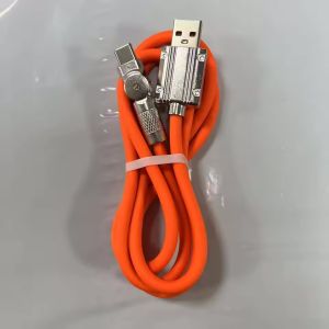120W 6A Super Fast Charge Data Cable Type C Silicone 180° Rotation Elbow Cable 1m 1.5m 2m Phone Charger Cable for iPhone Xiaomi