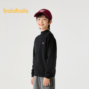 Balabala เสื้อสเวตเตอร์สำหรับเด็กเสื้อกันหนาวสำหรับเด็กผู้ชายและเด็กผู้หญิงเสื้อกันหนาวถักคอสูงเรียบง่ายใหม่สำหรับฤดูหนาวฤดูใบไม้ร่วง