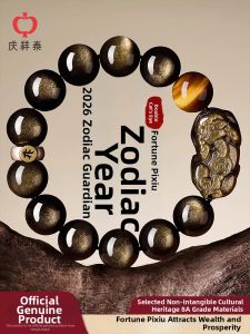 QINGXIANGTAI | Black Obsidian and Crystal Bracelet for Men and Women