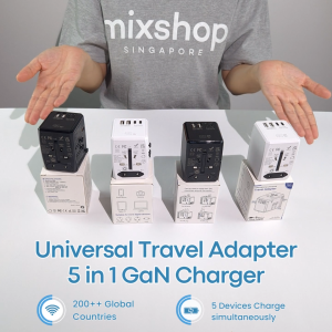 mixshop 5-IN-ONE Universal International Travel Adapter/ 65W Fast Charge/GaN Tehnology