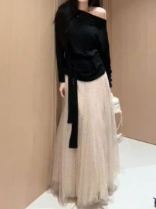 MANMI | Đầm Dài Ngang Gối Vintage Cao Cấp eo Cao Phù Hợp Với Kích Cỡ Lớn Phong Cách Thường Ngày Và Công Sở