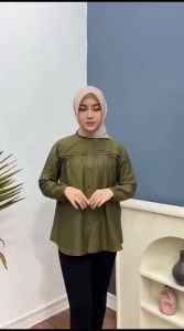 Luna Blouse Kemeja Wanita Polos Cringkle Airflow full Kancing Busui/Atasan Wanita Termurah 2024