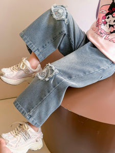 Fashionable Casual Denim Pants for Kids Spring Autumn New Arrival Straight Leg Pants Baby Clothes Stylish Girls Long Trousers