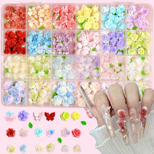 Phụ Kiện Trang Trí Móng Tay 3D Hình Bướm Nhỏ & Hoa Phối Màu Chất Liệu Acrylic Mô Phỏng Trái Cây Hợp Kim Nơ Dành Cho Làm Nail Tự Làm Bộ Sưu Tập Hoa Hồng Mẫu Đơn