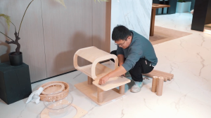 Rattan Cat Nest Solid Wood Multi-Layer Scratching Post Space Capsule Cat Climbing Frame Cat Tree Integrated Jumping