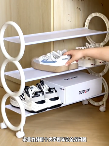 4 Layers Shoe Rack with Wheels Simple Aesthetic Home Shoe Cabinet Space Saving For Dormitory