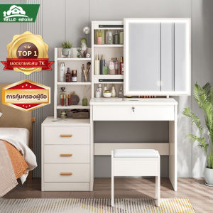 Bàn trang điểm có đèn có ngăn kéo nội thất Bộ bàn trang điểm cá nhân kết hợp ghế và gương kéo thông minh - HELLO HOUSE