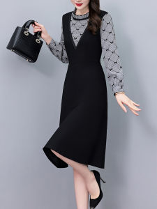 DAIXIANGFEIZI | Layered Design Womens Dress Autumn Winter New Small Size Long Sleeve