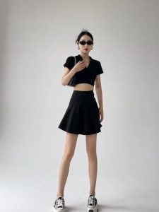 กระโปรงกางเกงเอวสูงสำหรับโยคะ ดีไซน์ป้องกันโป๊แบบสองชั้น นุ่มสบายเหมาะสำหรับโยคะวิ่งและออกกำลังกาย