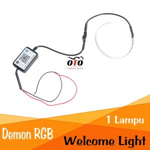 DEMON RGB MATRIX ADA WELCOME LIGHT BILED CONEK HP APLIKASI 360 DERAJAT BAHAN ALUMINIUM PREMIUM untuk motor dan mobil